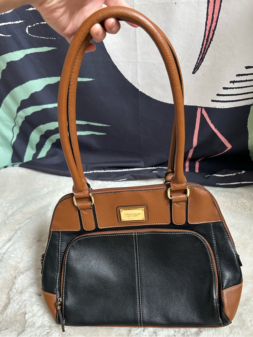 Vintage Tignanello Two-Tone Women’s Satchel Shoulder Bag